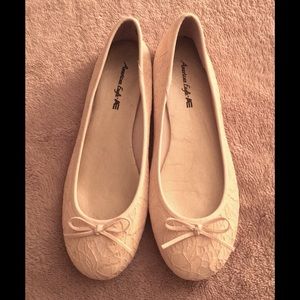 Lace Ballet Flats, Cream Color Size 7.5